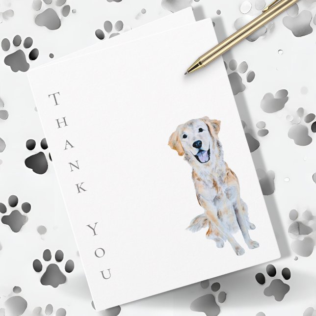 Watercolor Golden Retriever Dog Thank You Card (Creator Uploaded)