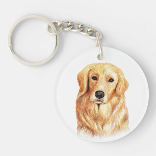 Watercolor Golden Retriever Key Ring