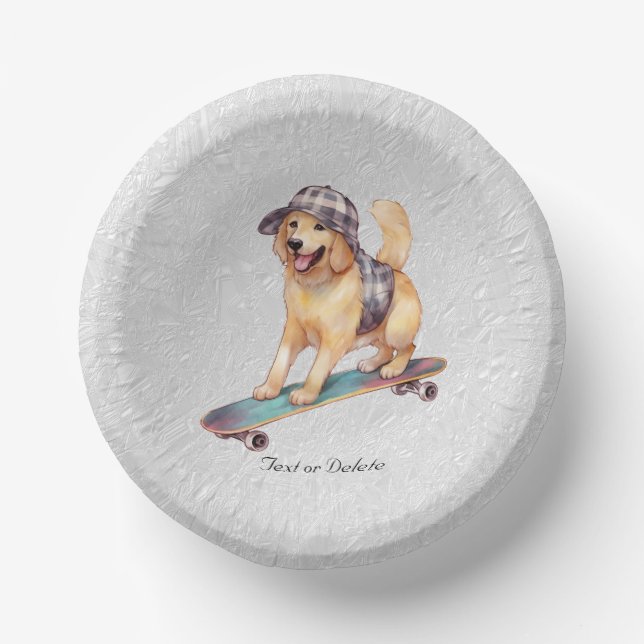 Watercolor Golden Retriever Paper Bowl Plate (Front)