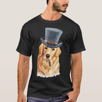 Watercolor Golden Retriever Top Hat