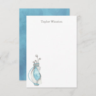 Watercolor Golf Clubs and Bag Thank You Card