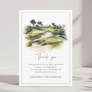 Watercolor Golf Course Funeral Sympathy Thank You Card