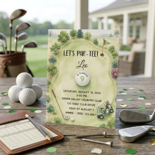 Watercolor Golf Course Kids Birthday Invitation