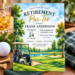 Watercolor Golf Course Par-Tee Retirement Invitation