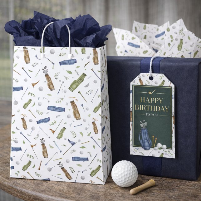 Watercolor Golf Pattern Medium Gift Bag (Creator Uploaded)