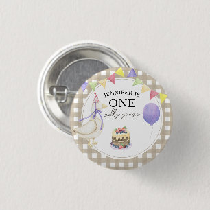 Watercolor Goose 1st birthday 3 Cm Round Badge