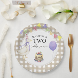Watercolor Goose 2nd birthday Paper Plate