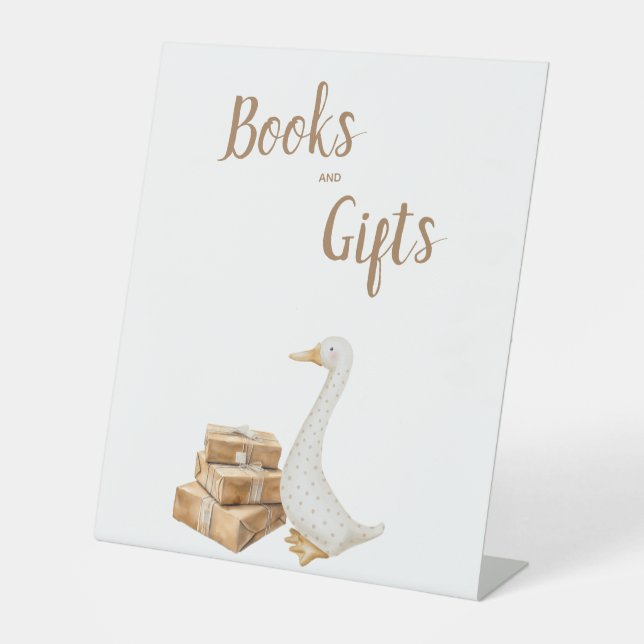 Watercolor Goose Baby Shower Book and Gifts Sign (Front)