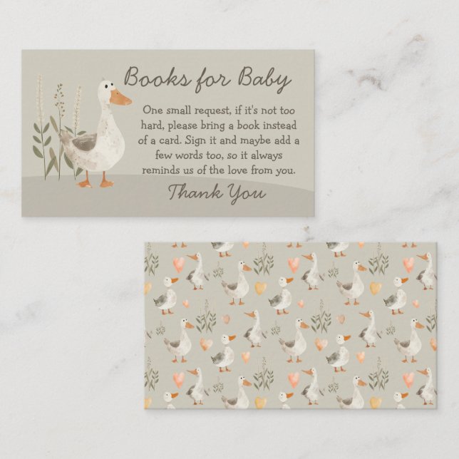 Watercolor Goose Books for Baby - Baby Shower Card (Front/Back)