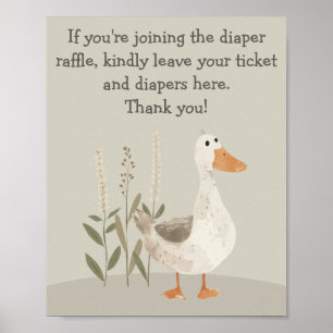 Watercolor Goose Diaper Raffle Baby Shower Poster