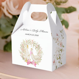 Watercolor Goose Girl Flowers Baby Shower Favour Box