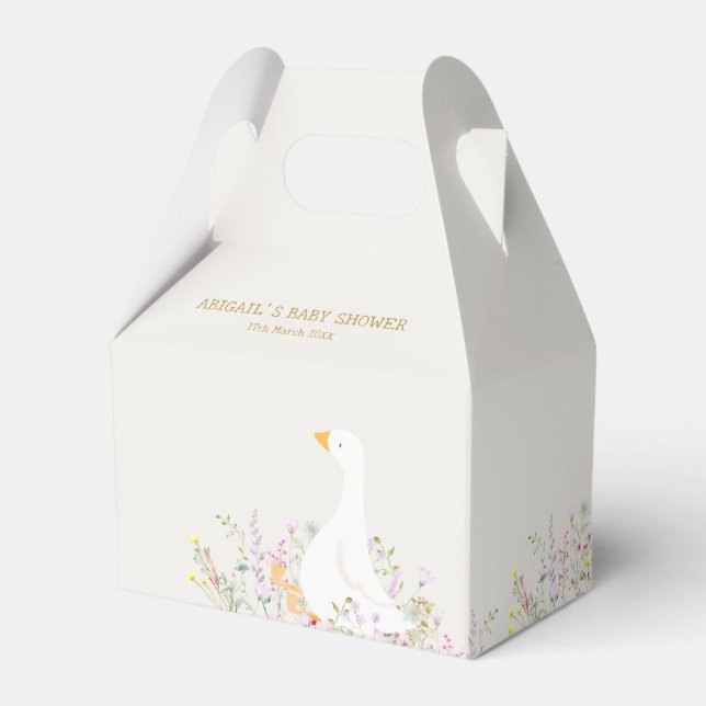 Watercolor Goose Wildflower Baby Shower Favour Box (Front Side)