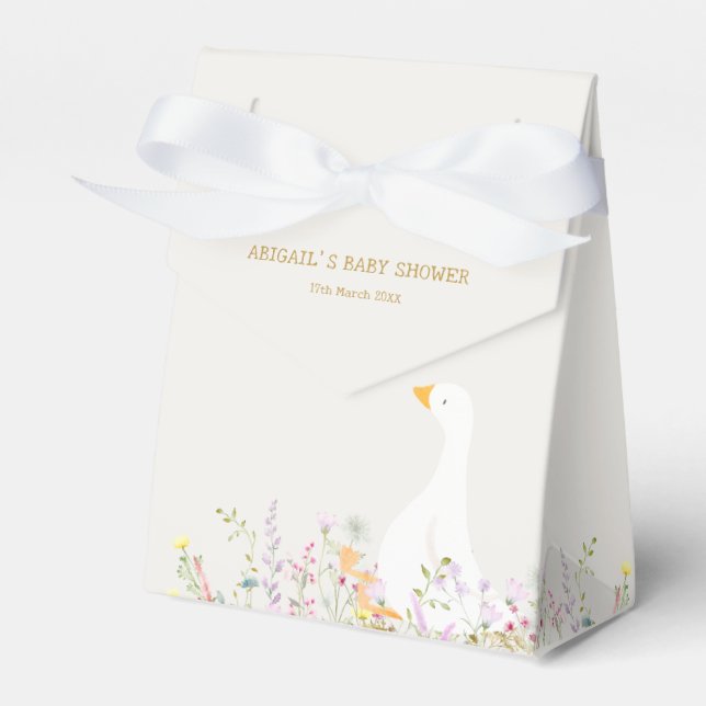 Watercolor Goose Wildflower Baby Shower Favour Box (Front Side)
