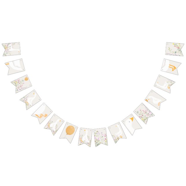 Watercolor Goose Wildflower Twins Baby Shower Bunting (All)