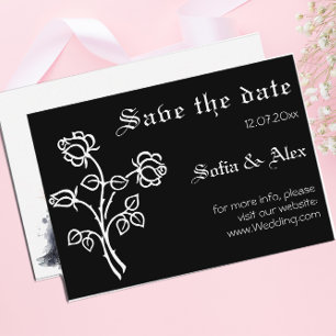 Watercolor goth black dress wedding save the date enclosure card