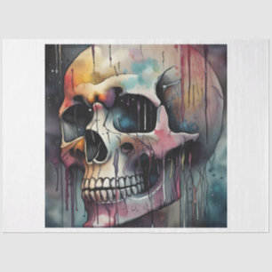 Watercolor Goth Skull Decoupage Paper