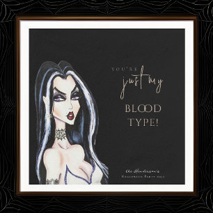 Watercolor Gothic Witch Halloween Black Napkin