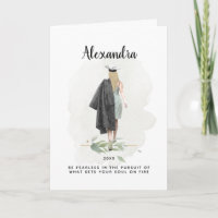 Watercolor Grad Girl Foliage Inspirational Quote