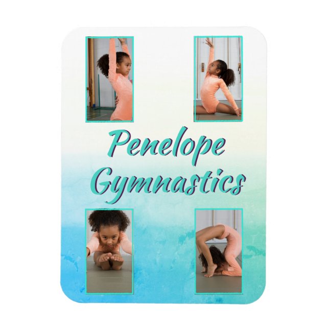Watercolor Gradient Custom Name, Sport & Photo    Magnet (Vertical)