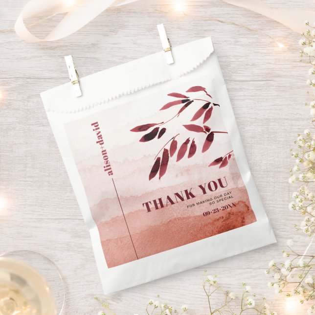 Watercolor gradient Japandi Thank You wedding Favour Bags (Clipped)
