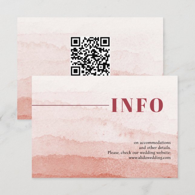 Watercolor gradient minimalist Japandi wedding Enclosure Card (Front/Back)