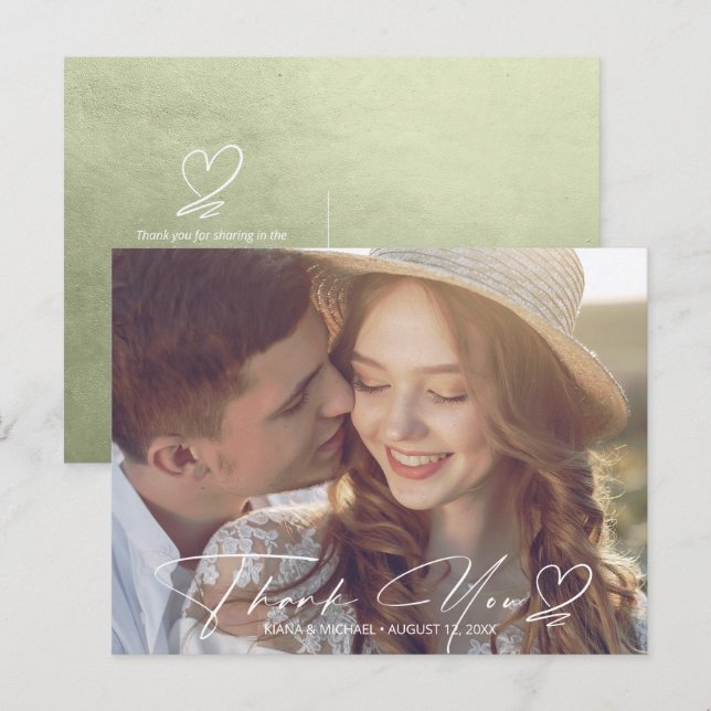 Watercolor Gradient Thank You Sage Green ID786 Announcement Postcard (Front/Back)