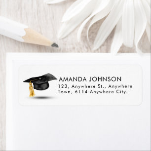Watercolor Graduate Cap Black White Graduation