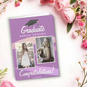 Watercolor Graduate Congratulations 2 Photo  Card