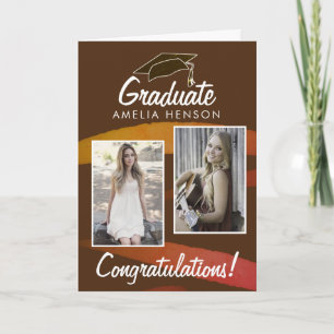 Watercolor Graduate Congratulations 2 Photo Card