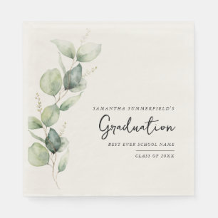 Watercolor Graduation 2025 Eucalyptus Paper Napkin