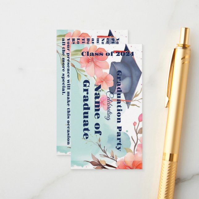 Watercolor Graduation Announcement (Front/Back In Situ)