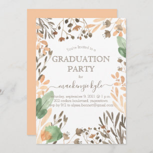 Watercolor Graduation Boho Greenery Invitation
