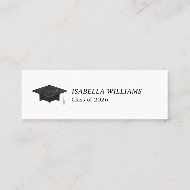 Watercolor Graduation Cap Name Card - Insert Card (Front)