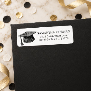 Watercolor Graduation Cap Return Address Label