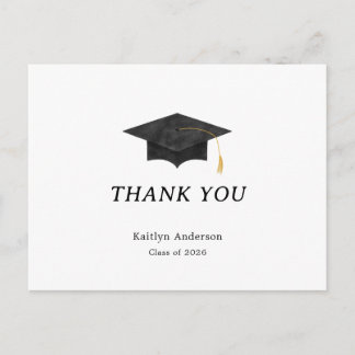 Watercolor Graduation Cap Thank You Postcard