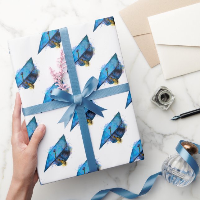 Watercolor Graduation Cap Wrapping Paper (Gifting)