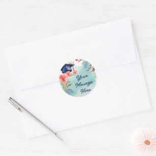 Watercolor Graduation Celebration  Classic Round Sticker