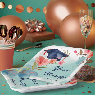 Watercolor Graduation Celebration Paper Plate