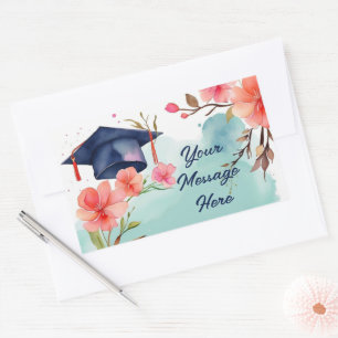 Watercolor Graduation Celebration Rectangular Sticker
