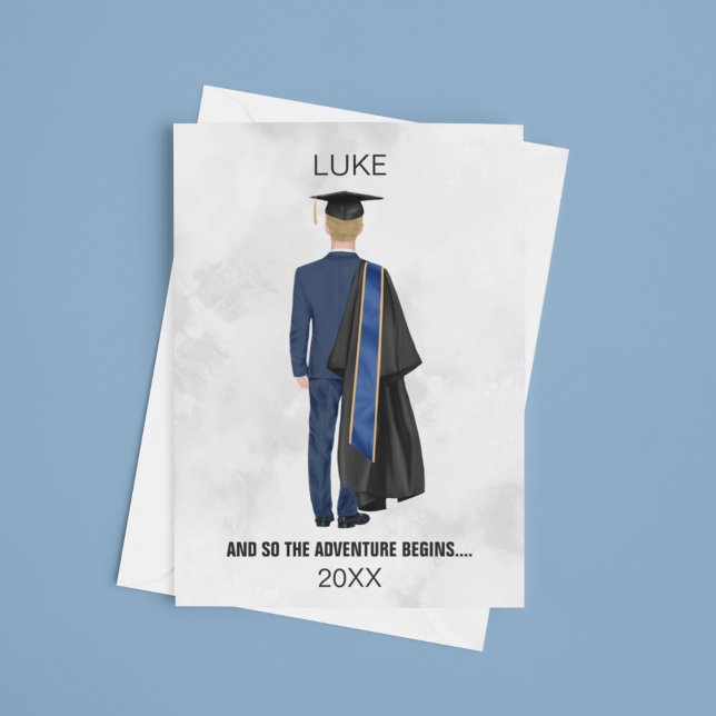 Watercolor Graduation Gown & Cap Card Man (Creator Uploaded)