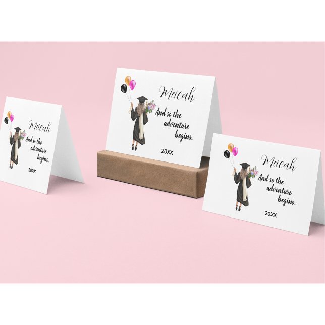 Watercolor Graduation Modern Trendy Girl Card (Creator Uploaded)