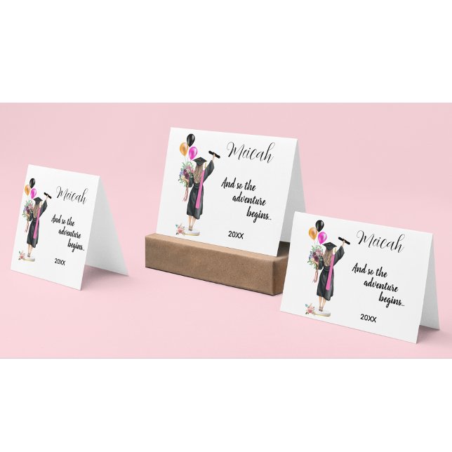 Watercolor Graduation Modern Trendy Girl Card (Creator Uploaded)