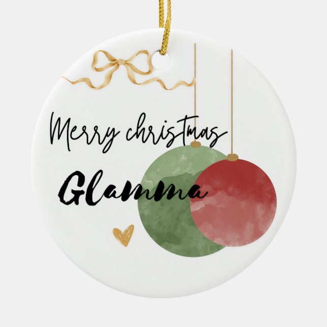 Watercolor grandma  ceramic tree decoration (Front)