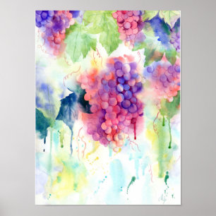 Watercolor Grape Vine Poster