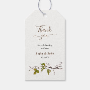 Watercolor Grape Vine Thank you Wedding Gift Tags
