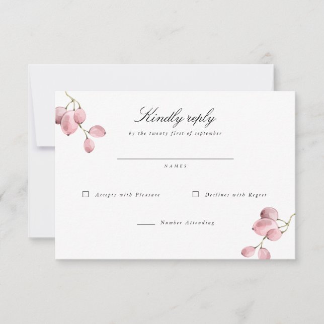 Watercolor Grape Vine Wedding RSVP Card (Front)