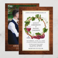 Watercolor Grape Vines Wood Wreath Photo Wedding