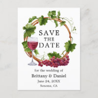 Watercolor Grape Vines Wood Wreath Save The Date