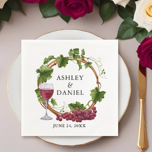 Watercolor Grape Vines Wood Wreath Wedding Napkin