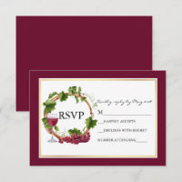 Watercolor Grape Vines Wreath Burgundy Wedding